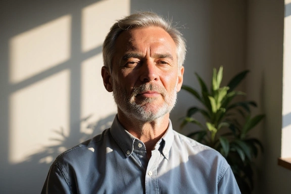 Man practicing deep breathing exercises